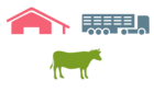 Stall-, Transporter und Rinder-Silhouette als Icon für Kontroll- und Sammelstellen Rind