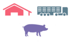 Stall-, Transporter und Schweine-Silhouette als Icon für Kontroll- und Sammelstellen Schwein